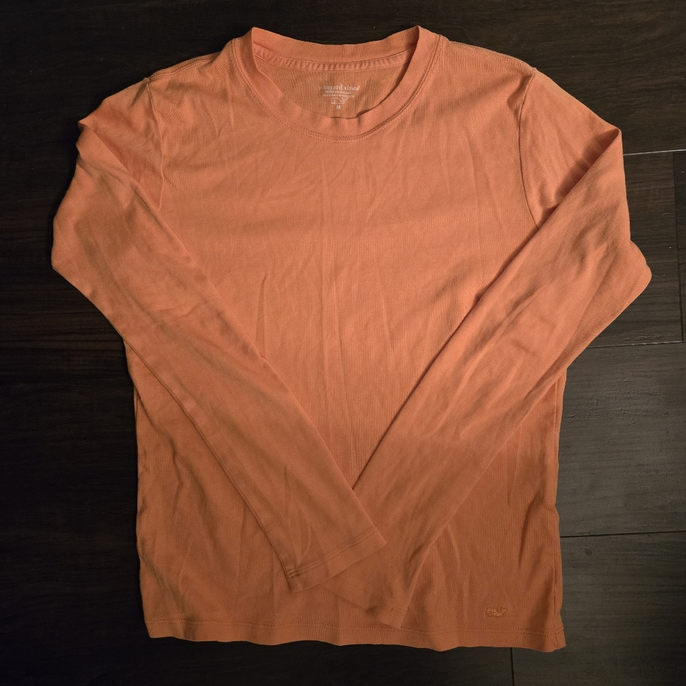 Vineyard Vines Wmns Long Sleeve Shirt In Sherbet Orange